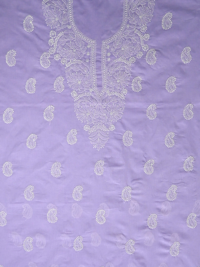 Seva Chikan Hand Embroidered Mauve Cotton Lucknowi Chikankari Unstitched Suit Piece-SCL13081