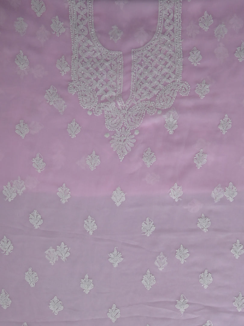 Seva Chikan Hand Embroidered Pink Georgette Lucknowi Chikankari Unstitched Suit Piece-SCL13115