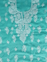 Load image into Gallery viewer, Seva Chikan Hand Embroidered Sea Green Georgette Lucknowi Chikankari Unstitched Suit Piece-SCL13128
