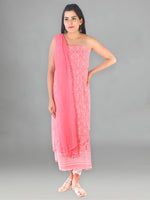 Load image into Gallery viewer, Seva Chikan Hand Embroidered Peach Cotton Lucknowi Chikan Unstitched Suit Piece-SCL1677
