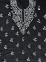 Load image into Gallery viewer, Seva Chikan Hand Embroidered Black Cotton Lucknowi Chikankari Unstitched Suit Piece-SCL13061
