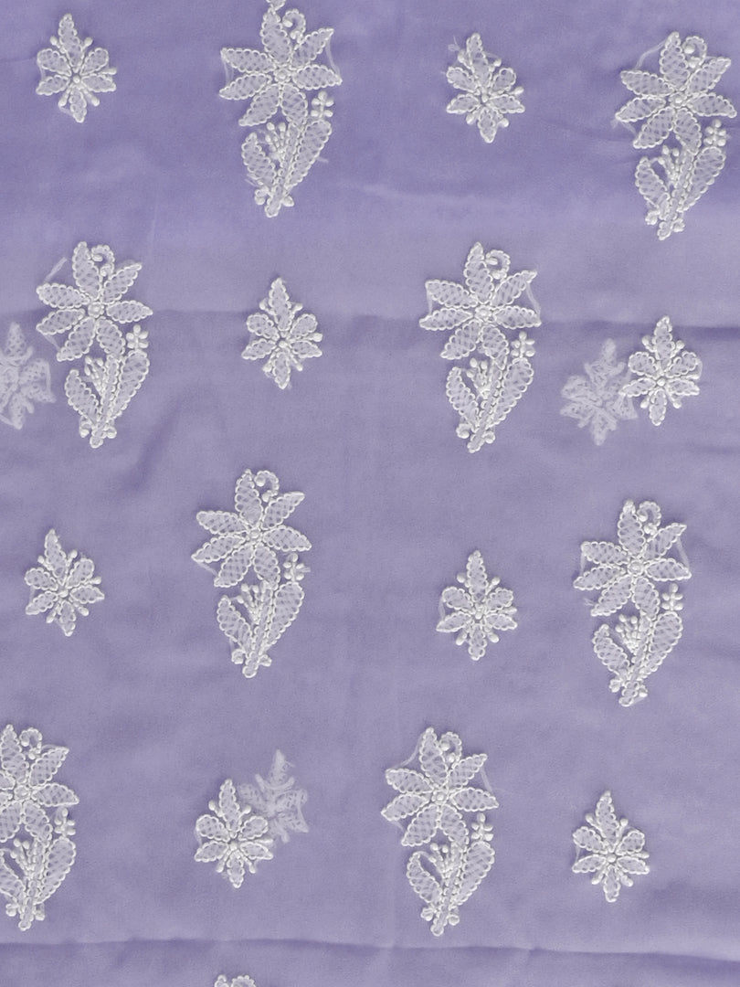 Seva Chikan Hand Embroidered Lavender Georgette Lucknowi Chikankari Unstitched Suit Piece-SCL13123