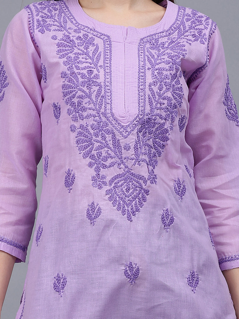 Seva Chikan Hand Embroidered Cotton Lucknowi Chikan Top