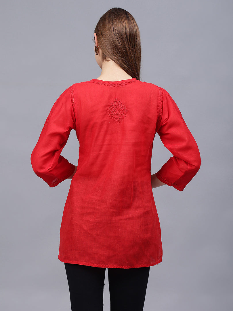 Seva Chikan Hand Embroidered Cotton Lucknowi Chikan Top