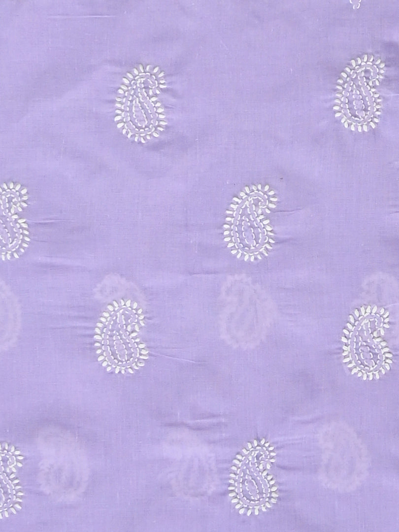 Seva Chikan Hand Embroidered Mauve Cotton Lucknowi Chikankari Unstitched Suit Piece-SCL13081