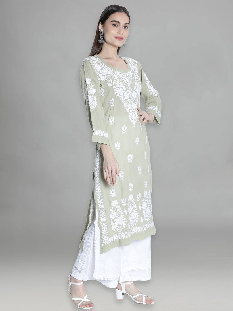 Seva Chikan Hand Embroidered Modal Cotton Lucknowi Chikankari Kurta