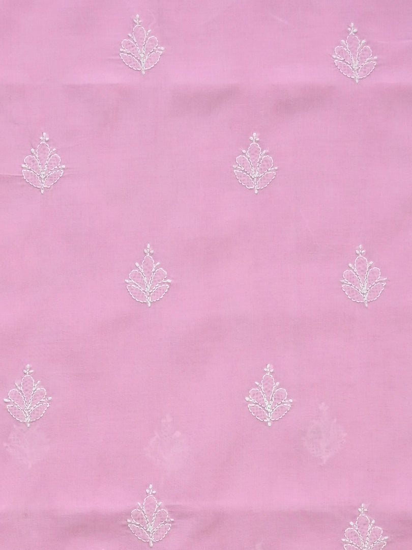 Seva Chikan Hand Embroidered Pink Terivoil Cotton Lucknowi Chikankari Unstitched Suit Piece-SCL13030