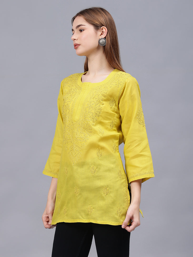 Seva Chikan Hand Embroidered Cotton Lucknowi Chikan Top