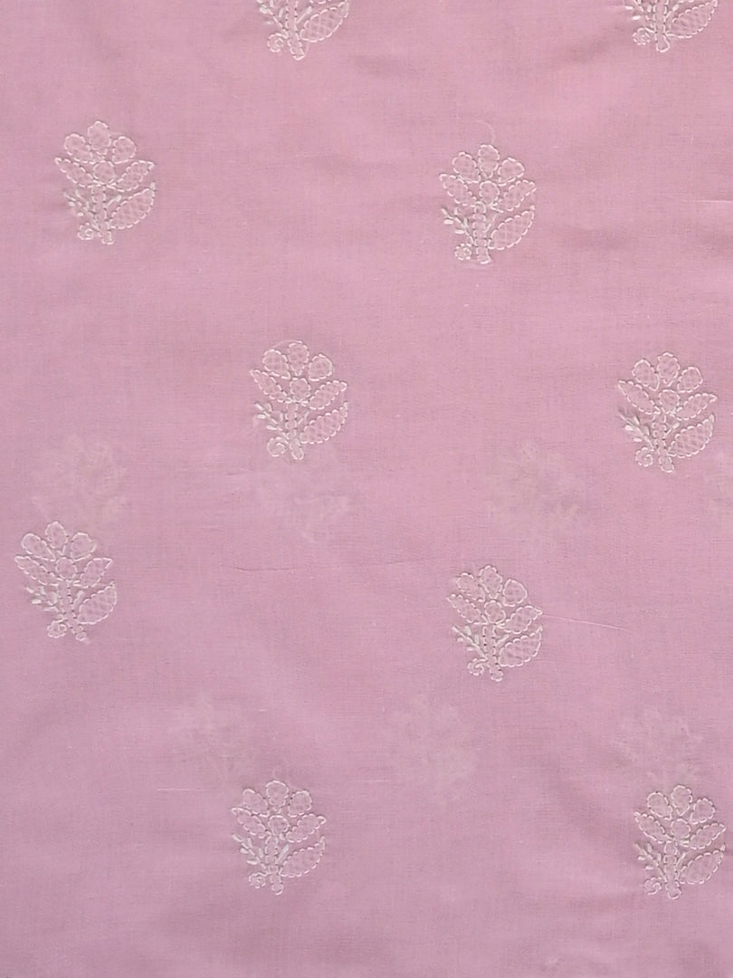 Seva Chikan Hand Embroidered Pink Cotton Lucknowi Chikankari Unstitched Suit Piece-SCL13077