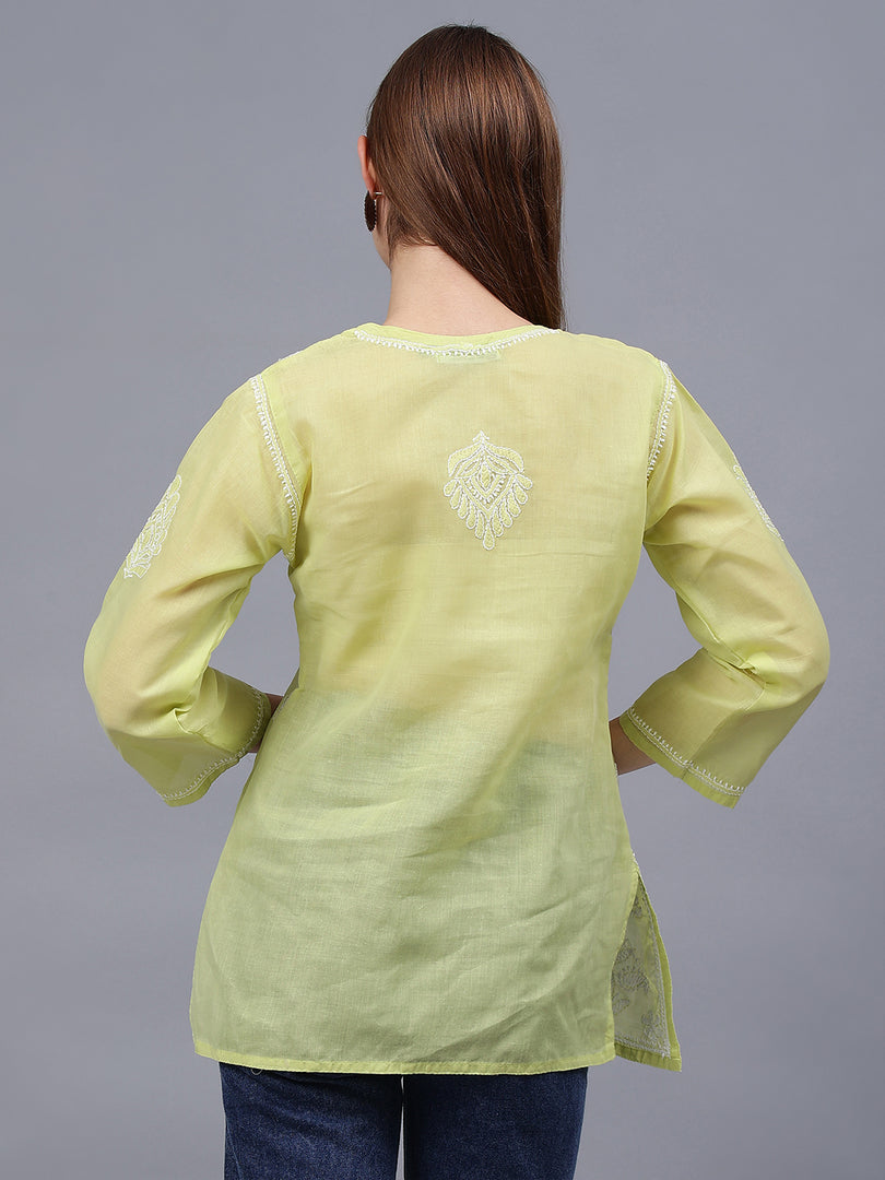 Seva Chikan Hand Embroidered Terivoil Cotton Lucknowi Chikan Top