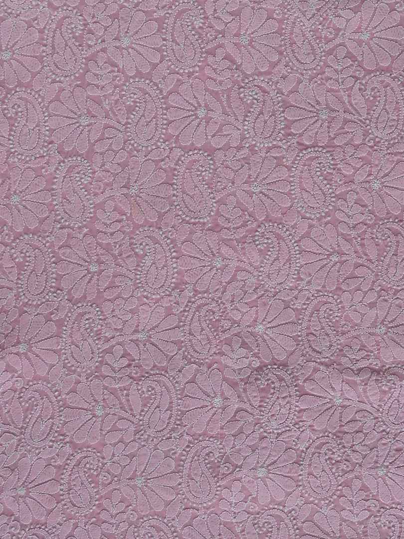 Seva Chikan Hand Embroidered Pink Terivoil Cotton Lucknowi Chikankari Unstitched Suit Piece-SCL13017