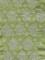 Load image into Gallery viewer, Seva Chikan Hand Embroidered Pista Green Cotton Lucknowi Chikankari Unstitched Suit Piece-SCL13097
