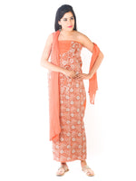 Load image into Gallery viewer, Seva Chikan Hand Embroidered Orange Cotton Lucknowi Chikan Unstitched Suit Piece-SCL1642
