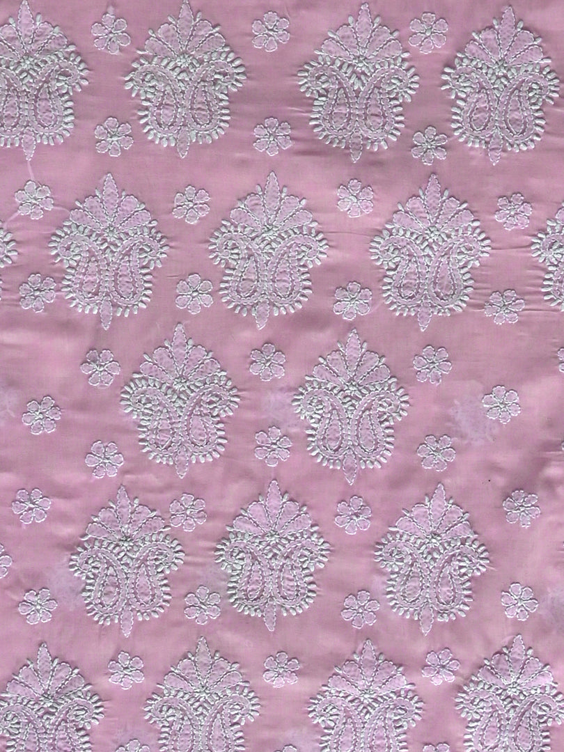 Seva Chikan Hand Embroidered Pink Cotton Lucknowi Chikankari Unstitched Suit Piece-SCL13096