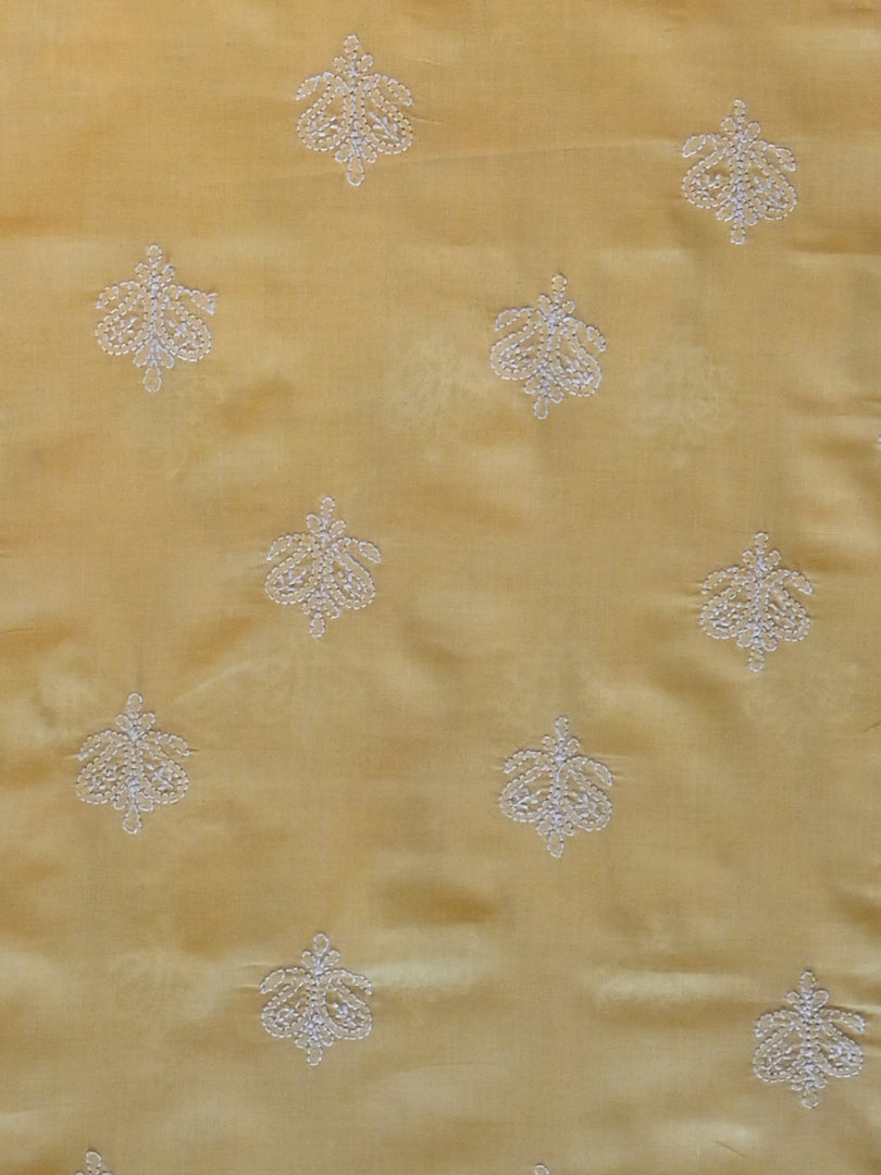 Seva Chikan Hand Embroidered Yellow Cotton Lucknowi Chikankari Unstitched Suit Piece-SCL13076