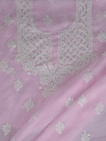 Load image into Gallery viewer, Seva Chikan Hand Embroidered Pink Georgette Lucknowi Chikankari Unstitched Suit Piece-SCL13115
