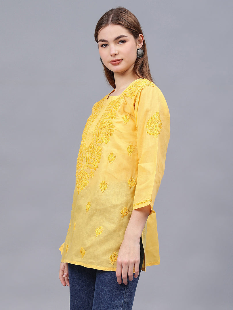 Seva Chikan Hand Embroidered Cotton Lucknowi Chikan Top