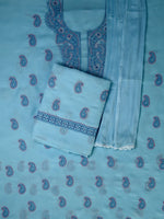 Load image into Gallery viewer, Seva Chikan Hand Embroidered Blue Cotton Lucknowi Chikankari Unstitched Suit Piece-SCL13104
