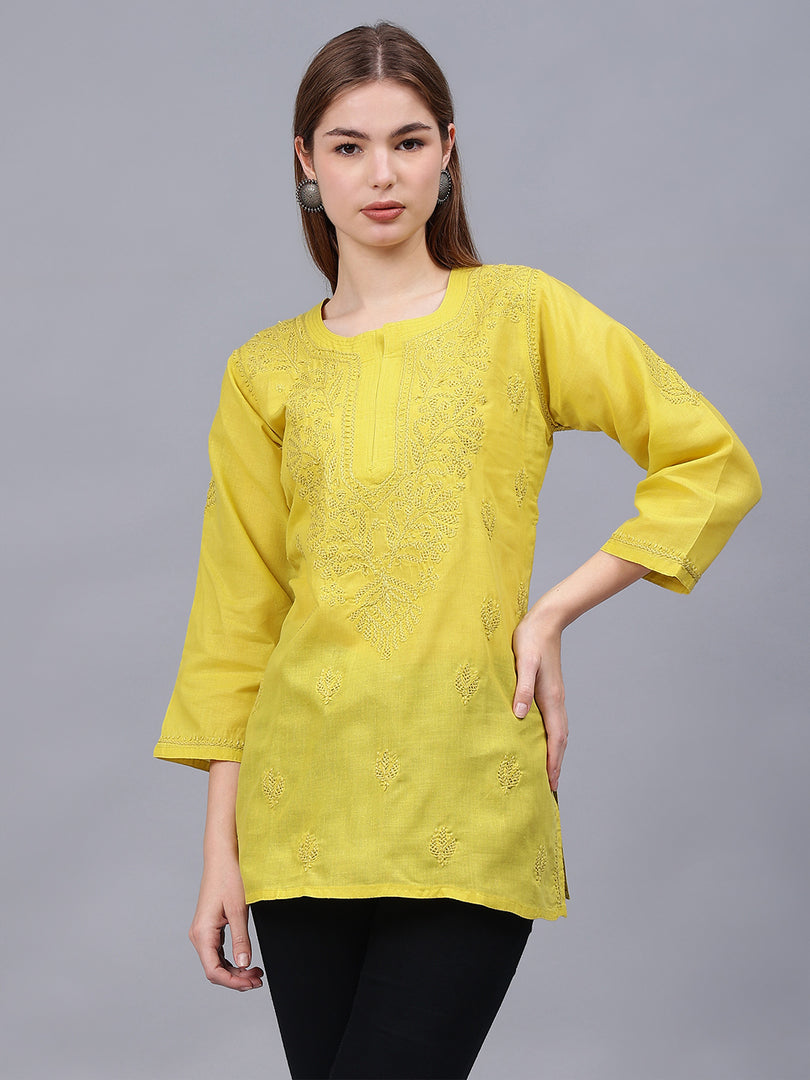 Seva Chikan Hand Embroidered Cotton Lucknowi Chikan Top