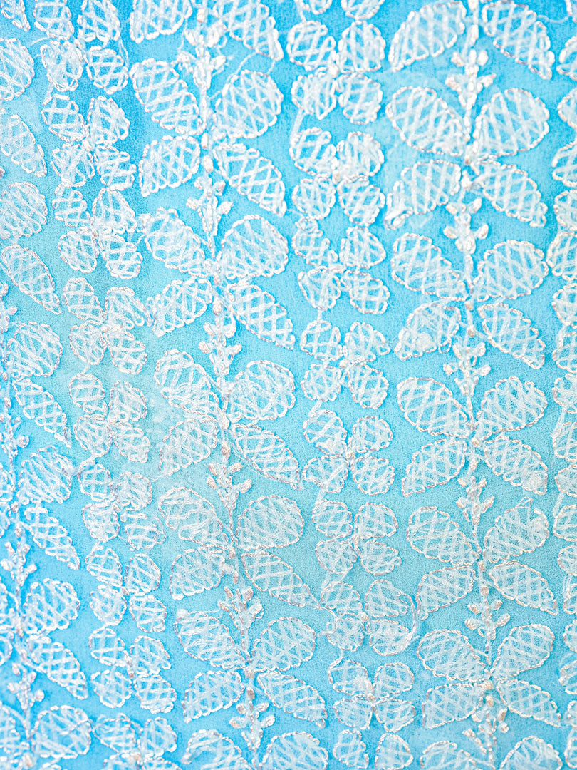 Seva Chikan Hand Embroidered Sky Blue Georgette  Lucknowi Chikankari Unstitched Suit Piece-SCL1662