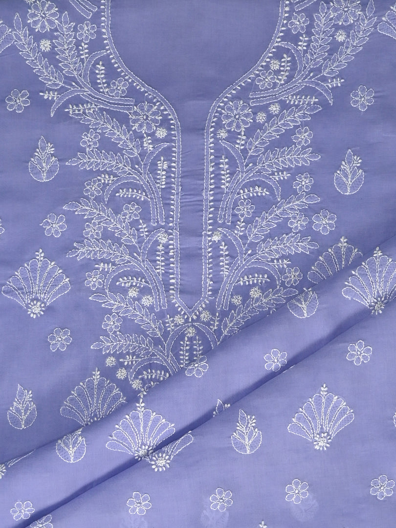 Seva Chikan Hand Embroidered Mauve Cotton Lucknowi Chikankari Unstitched Suit Piece-SCL13051