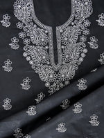 Load image into Gallery viewer, Seva Chikan Hand Embroidered Black Cotton Lucknowi Chikankari Unstitched Suit Piece-SCL13061
