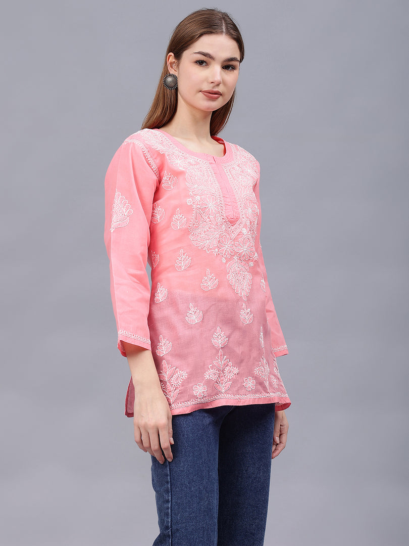 Seva Chikan Hand Embroidered Terivoil Cotton Lucknowi Chikan Top