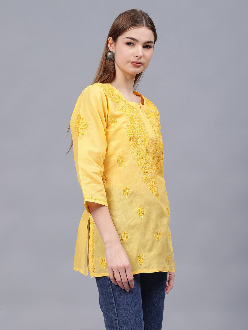 Seva Chikan Hand Embroidered Cotton Lucknowi Chikan Top