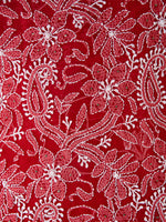 Load image into Gallery viewer, Seva Chikan Hand Embroidered Red Georgette  Lucknowi Chikankari Unstitched Suit Piece-SCL1629
