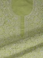 Load image into Gallery viewer, Seva Chikan Hand Embroidered Green Terivoil Cotton Lucknowi Chikankari Unstitched Suit Piece-SCL13019
