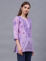 Load image into Gallery viewer, Seva Chikan Hand Embroidered Cotton Lucknowi Chikan Top
