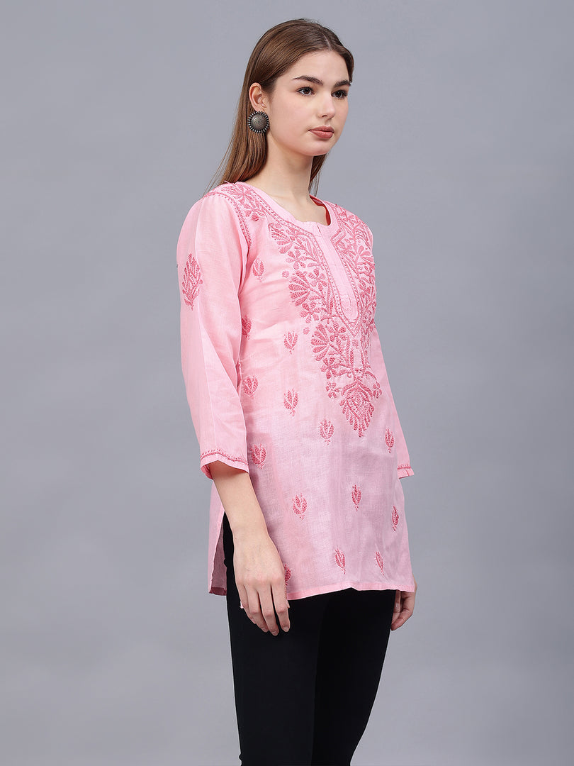 Seva Chikan Hand Embroidered Cotton Lucknowi Chikan Top