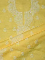 Load image into Gallery viewer, Seva Chikan Hand Embroidered Yellow Terivoil Cotton Lucknowi Chikankari Unstitched Suit Piece-SCL13026
