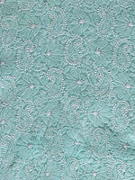 Load image into Gallery viewer, Seva Chikan Hand Embroidered Sea Green Terivoil Cotton Lucknowi Chikankari Unstitched Suit Piece-SCL13020
