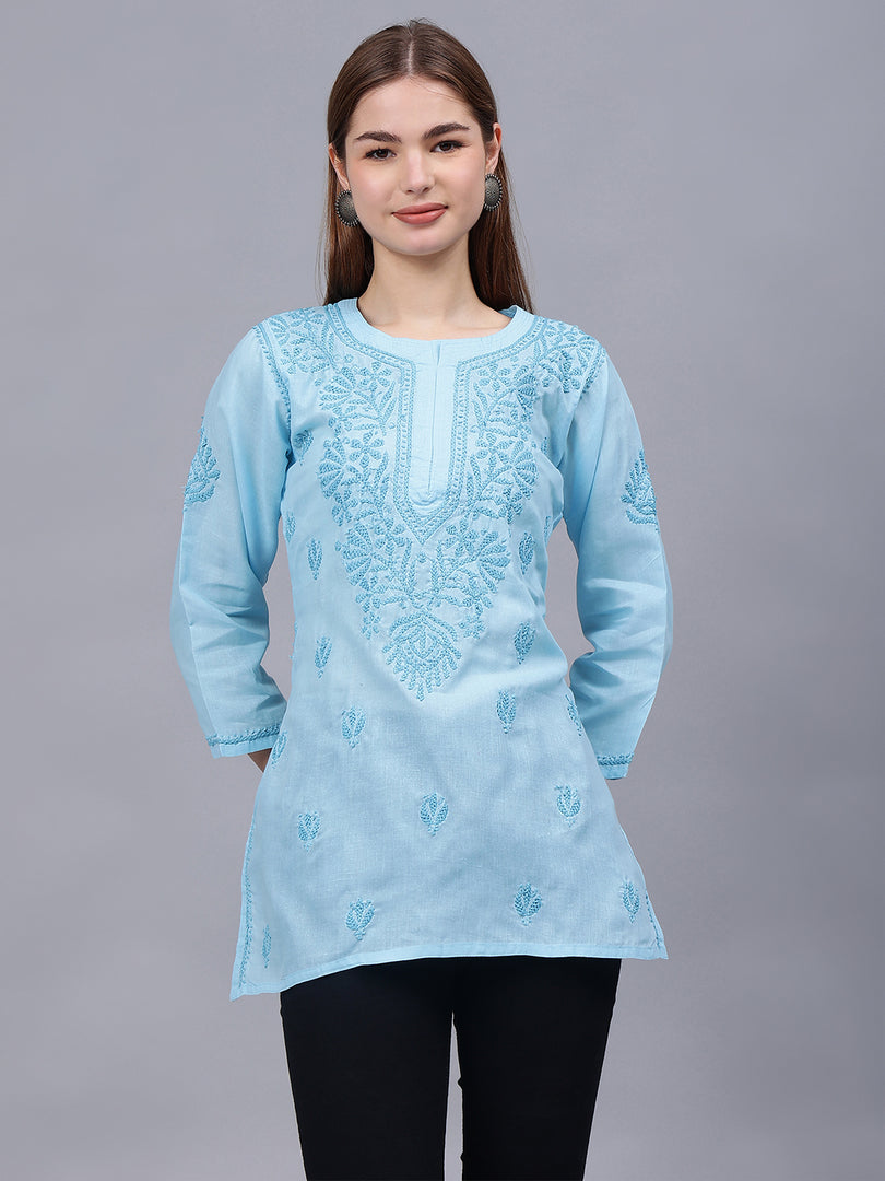 Seva Chikan Hand Embroidered Cotton Lucknowi Chikan Top