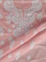 Load image into Gallery viewer, Seva Chikan Hand Embroidered Peach Georgette Lucknowi Chikankari Unstitched Suit Piece-SCL13124
