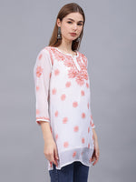 Load image into Gallery viewer, Seva Chikan Hand Embroidered Georgette Lucknowi Chikankari Top With Slip
