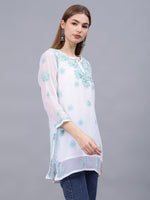 Load image into Gallery viewer, Seva Chikan Hand Embroidered Georgette Lucknowi Chikankari Top With Slip
