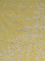 Load image into Gallery viewer, Seva Chikan Hand Embroidered Yellow Terivoil Cotton Lucknowi Chikankari Unstitched Suit Piece-SCL13012
