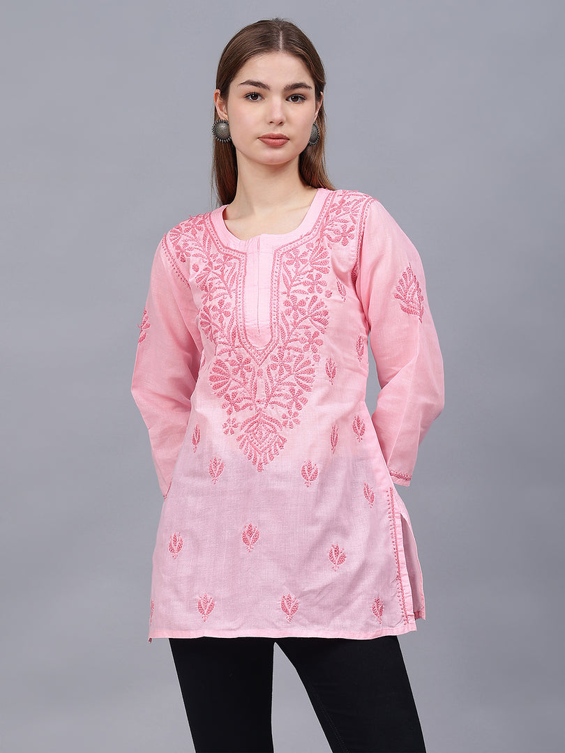 Seva Chikan Hand Embroidered Cotton Lucknowi Chikan Top