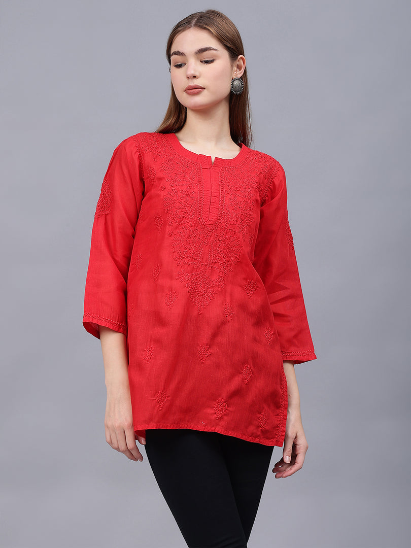 Seva Chikan Hand Embroidered Cotton Lucknowi Chikan Top