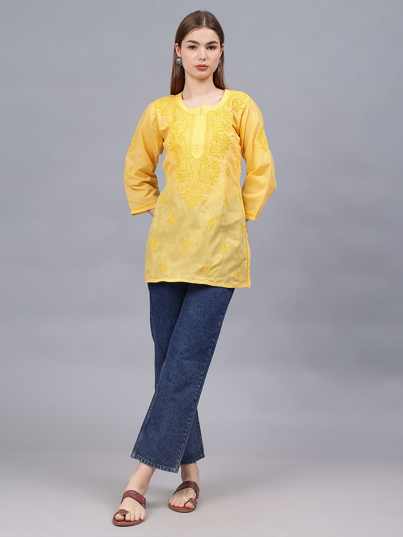 Seva Chikan Hand Embroidered Cotton Lucknowi Chikan Top