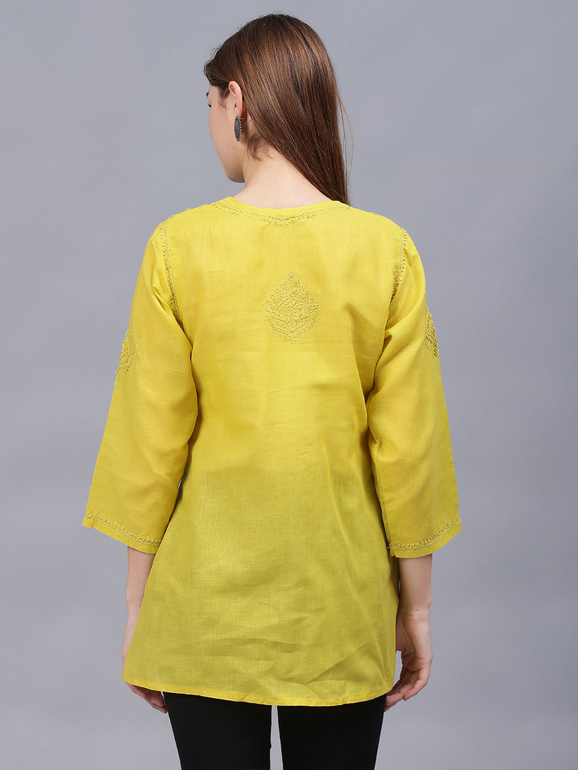 Seva Chikan Hand Embroidered Cotton Lucknowi Chikan Top