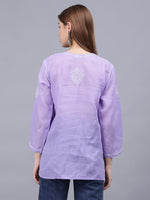 Load image into Gallery viewer, Seva Chikan Hand Embroidered Terivoil Cotton Lucknowi Chikan Top
