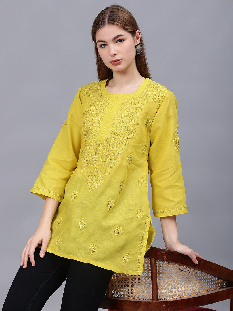 Seva Chikan Hand Embroidered Cotton Lucknowi Chikan Top