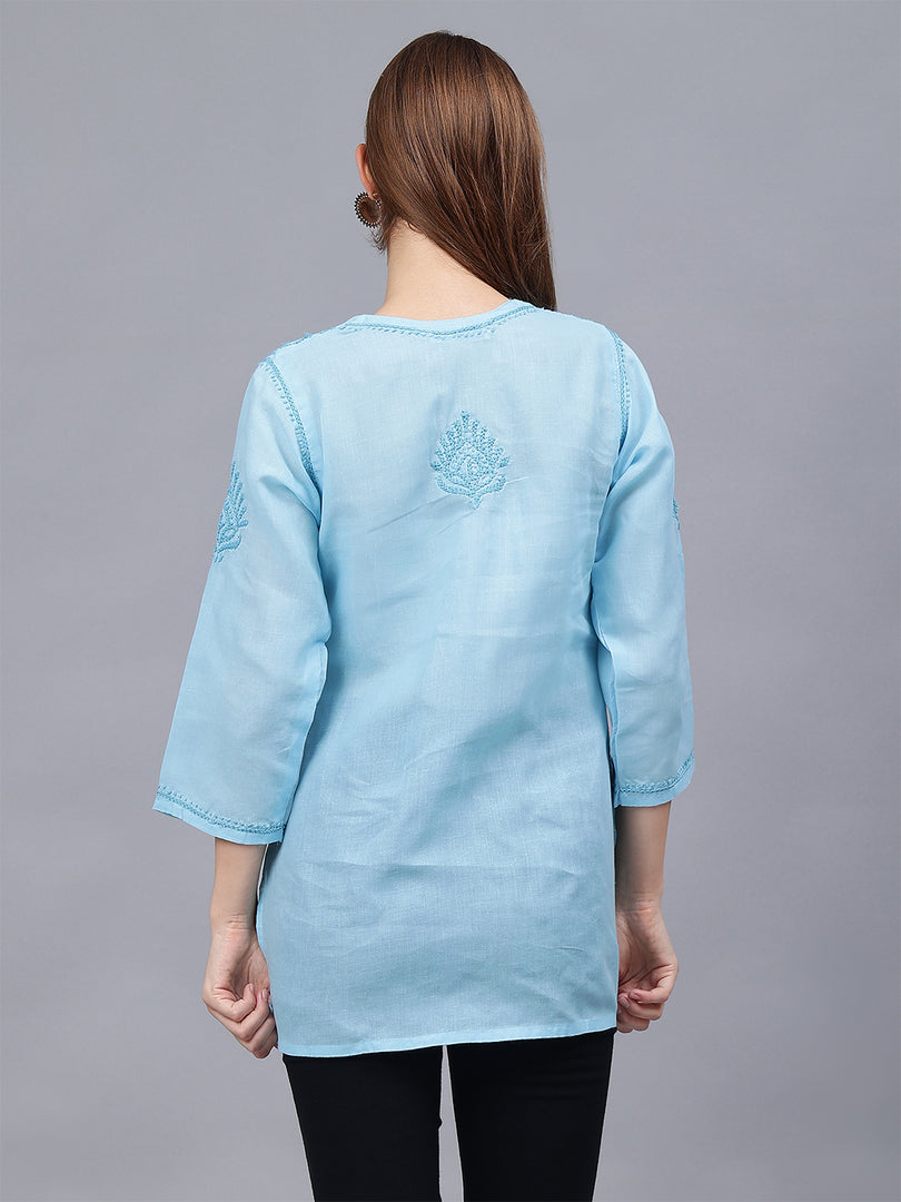 Seva Chikan Hand Embroidered Cotton Lucknowi Chikan Top