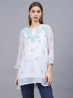 Load image into Gallery viewer, Seva Chikan Hand Embroidered Georgette Lucknowi Chikankari Top With Slip
