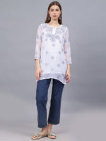 Load image into Gallery viewer, Seva Chikan Hand Embroidered Georgette Lucknowi Chikankari Top With Slip
