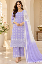 Load image into Gallery viewer, Seva Chikan Hand Embroidered Mauve Cotton Lucknowi Chikankari Unstitched Suit Piece-SEV15051
