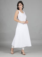 Load image into Gallery viewer, Seva Chikan White Cotton Long A-Line Slip- SCL5001
